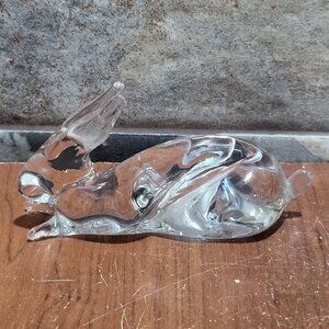 Vintage Clear Art Glass Rabbit Figurine Home Decor Paperweight